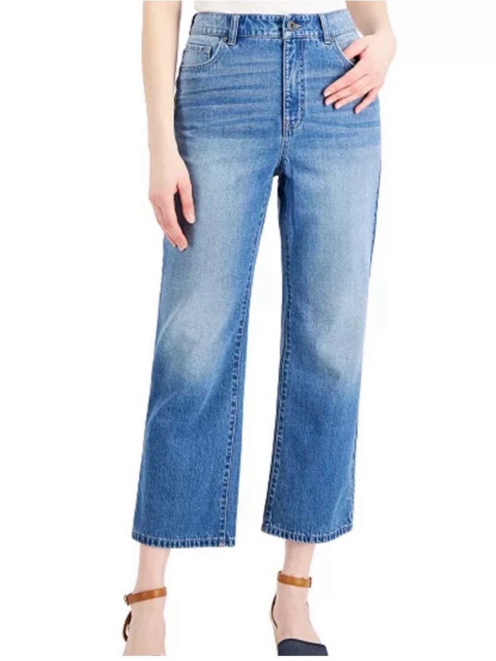 Style & Co. Size 10 High-Rise Wide Crop Jeans
